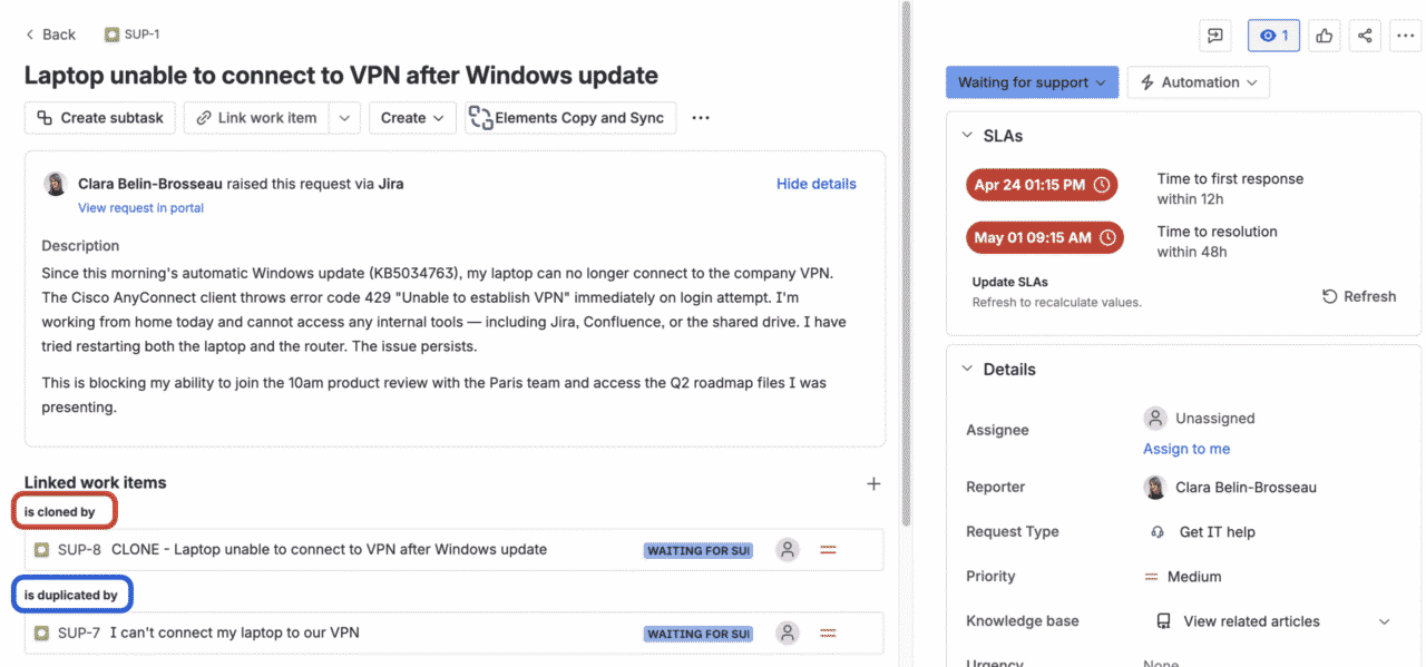 What is the difference between cloning and duplicating in Jira?